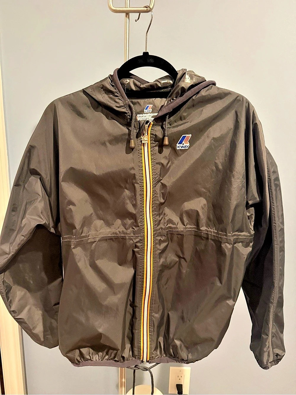 K-Way Claude Full Zip Waterproof Windbreaker Gray Small